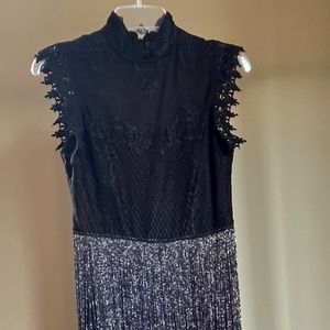 Black leotard with lace fringe skirt (multiple)